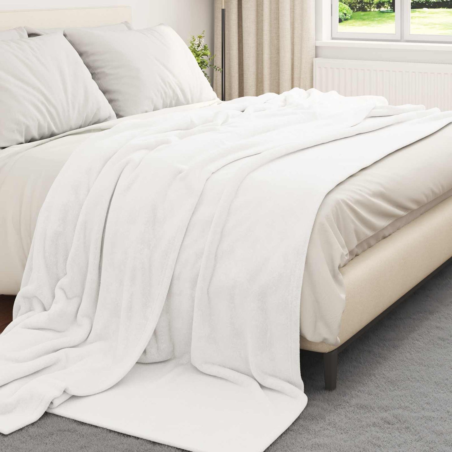 vidaXL Ριχτάρι Λευκό 270 x 240 cm 1,69 kg Μαλλί