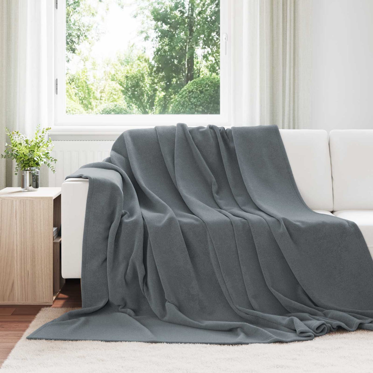 vidaXL Ριχτάρια 6 τμχ. Σκούρο Γκρι 240 x 270 εκ. 10.11 kg Μαλλί