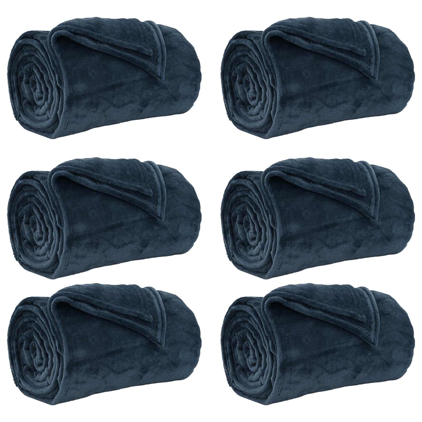 vidaXL Ριχτάρια 6 pcs Σκούρο μπλε 130 x 150 cm Μαλλί