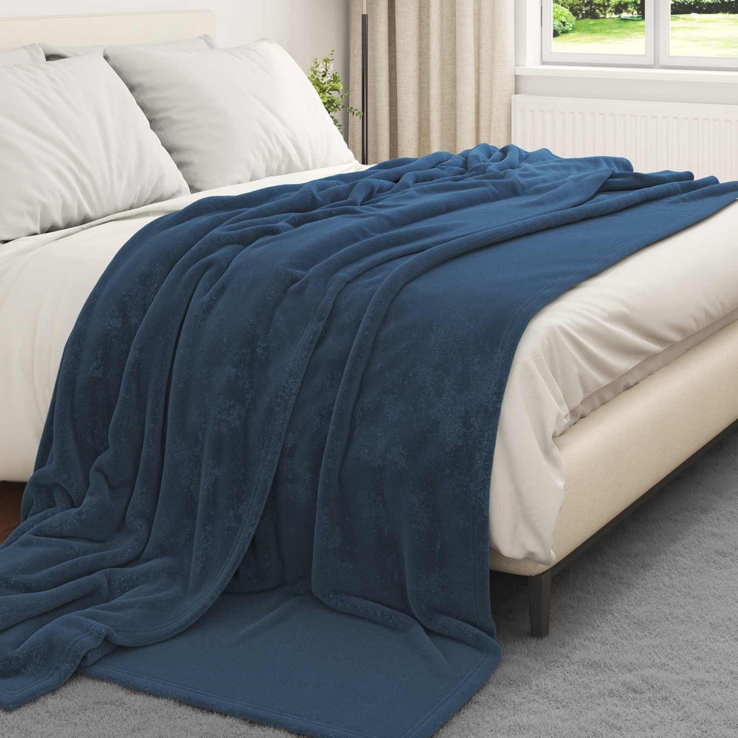 vidaXL Ριχτάρια 6 pcs Σκούρο μπλε 240 x 270 εκ. Μαλλί
