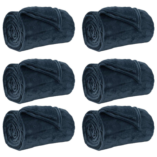 vidaXL Ριχτάρια 6 pcs Σκούρο μπλε 240 x 270 εκ. Μαλλί