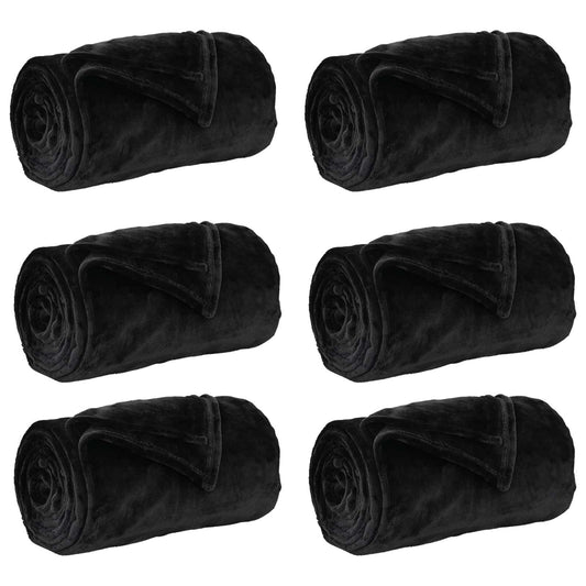 vidaXL Ριχτάρια 6 pcs Μαύρο 240 x 270 εκ. Μαλλί