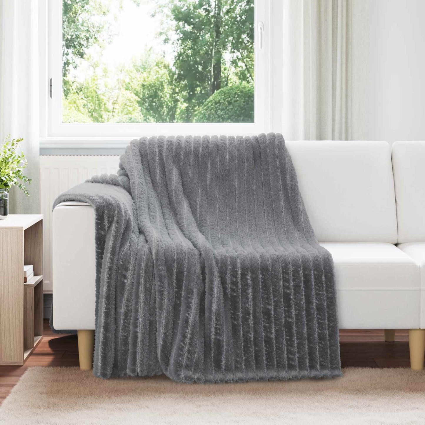 vidaXL Κουβέρτα Σκούρο Γκρι 200 x 150 cm Μαλλί