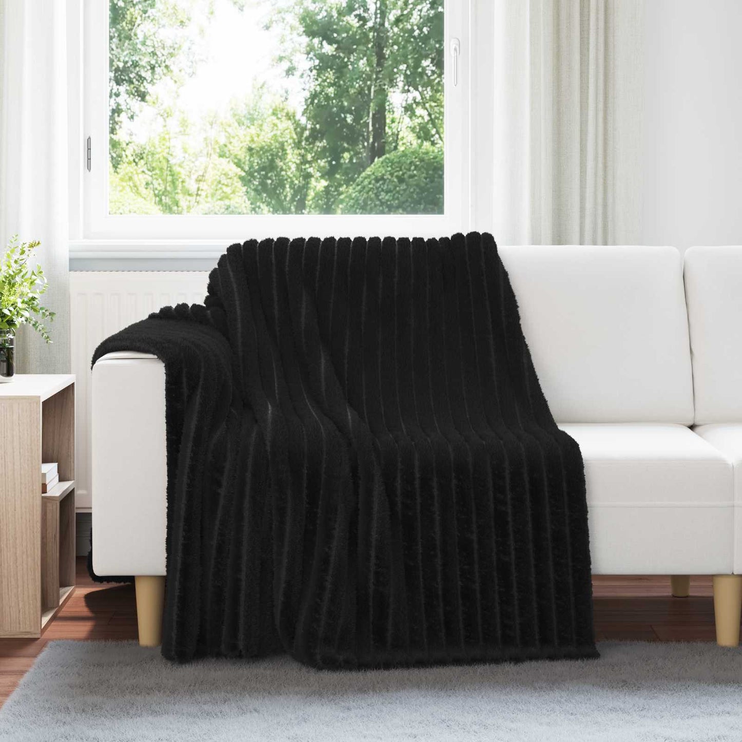 vidaXL Κουβέρτα Μαύρο 200 x 150 cm Μαλλί