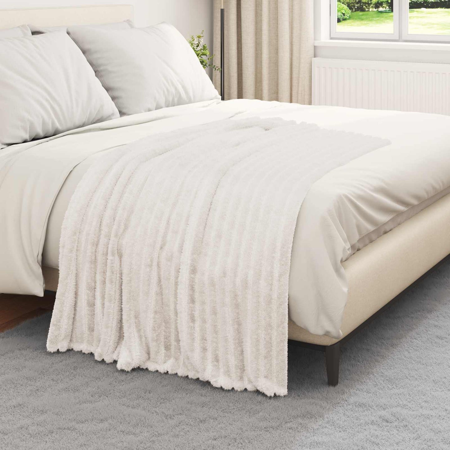 vidaXL Ριχτάρι Κρεμ 150 x 130 εκ 0.45 kg Μαλλί
