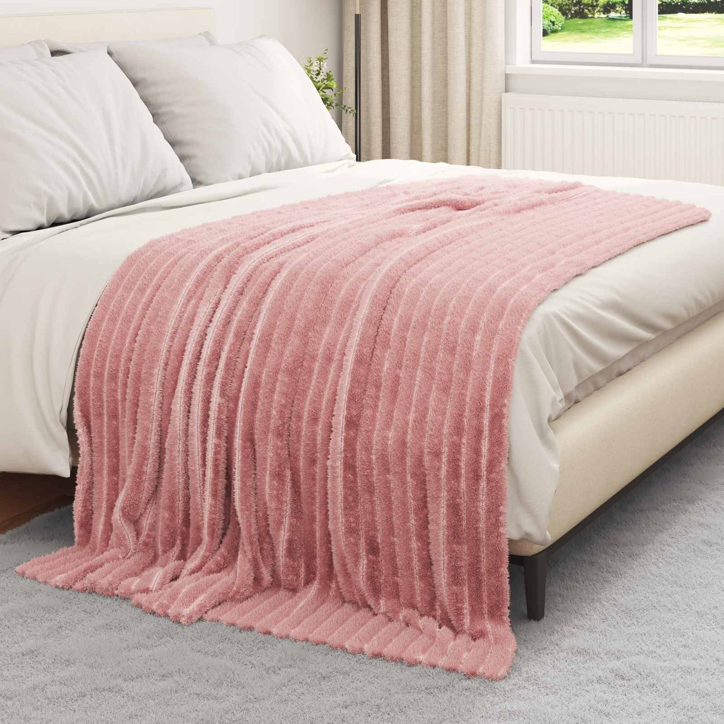 vidaXL Κουβέρτα Ροζ 200 x 150 cm Μαλλί