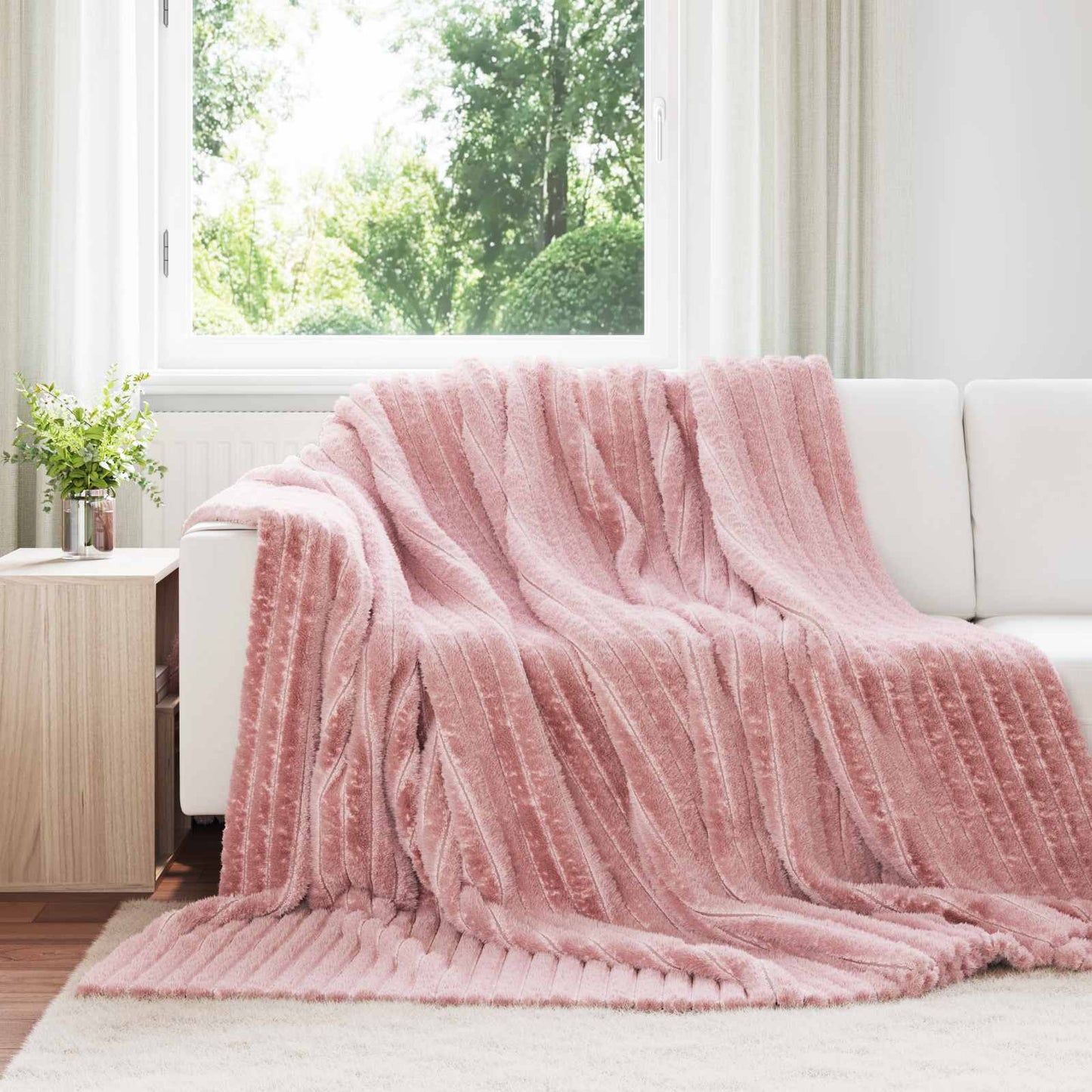 vidaXL Κουβέρτα Ροζ 240 x 220 cm Μαλλί