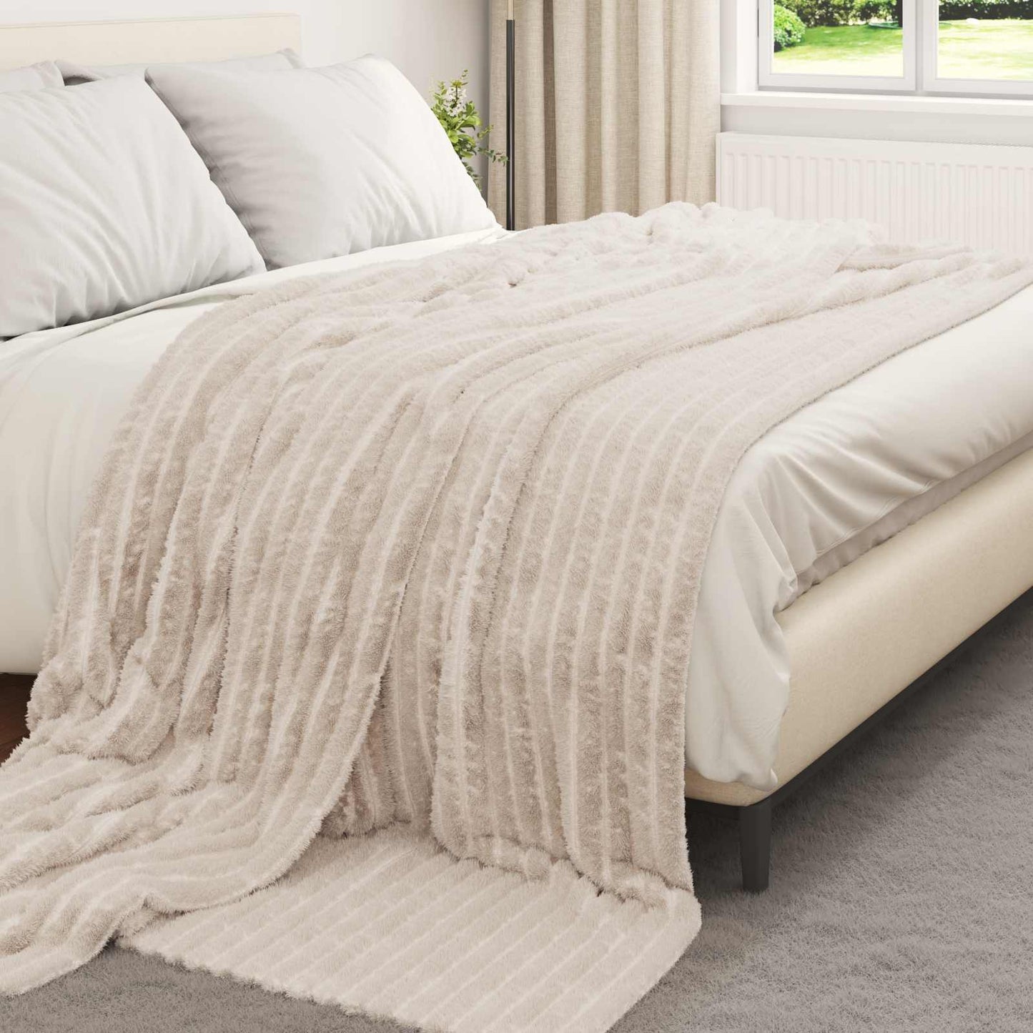 vidaXL Ριχτάρια 6 τμχ. Μπεζ 240 x 220 cm 8.76 kg Μαλλί