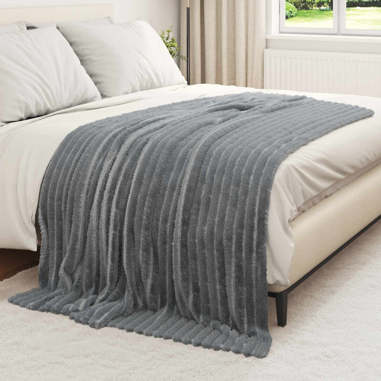 vidaXL Ριχτάρια 6 τμχ. Σκούρο Γκρι 200 x 150 cm 4.75 kg Μαλλί