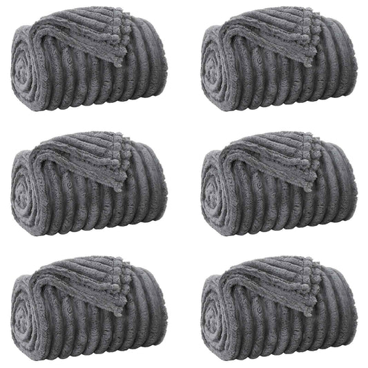vidaXL Ριχτάρια 6 τμχ. Σκούρο Γκρι 200 x 150 cm 4.75 kg Μαλλί