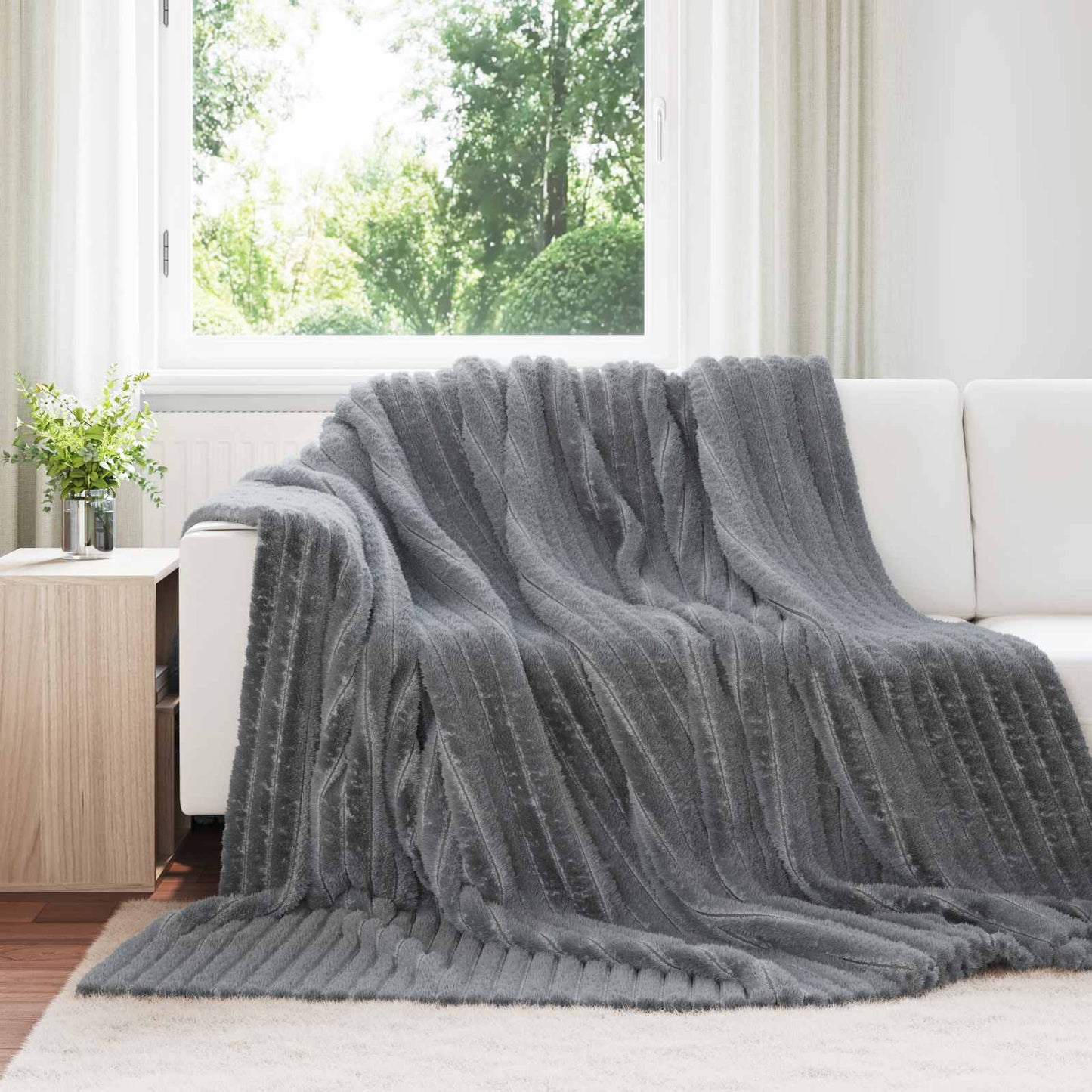 vidaXL Ριχτάρια 6 τμχ. Σκούρο Γκρι 270 x 240 cm 8.79 kg Μαλλί