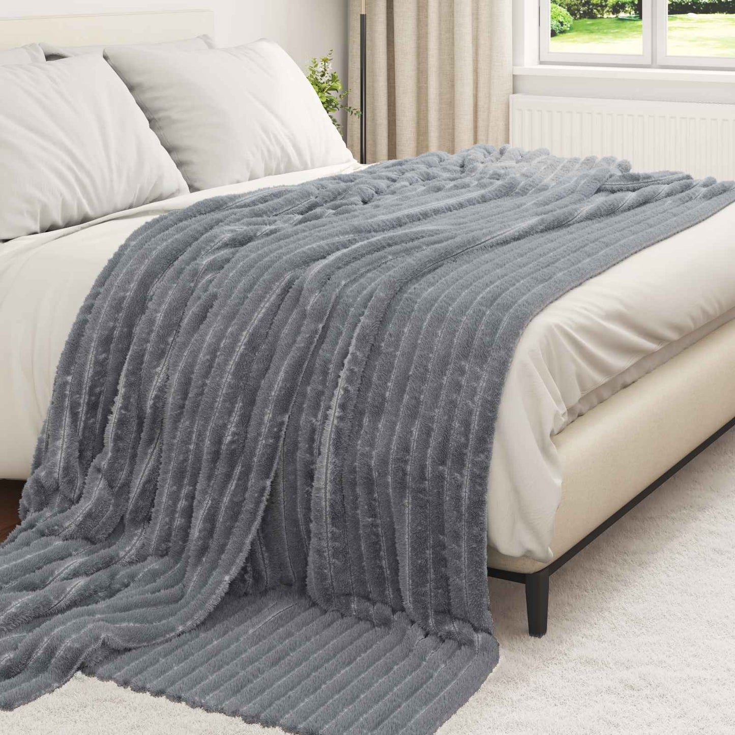 vidaXL Ριχτάρια 6 τμχ. Σκούρο Γκρι 270 x 240 cm 8.79 kg Μαλλί