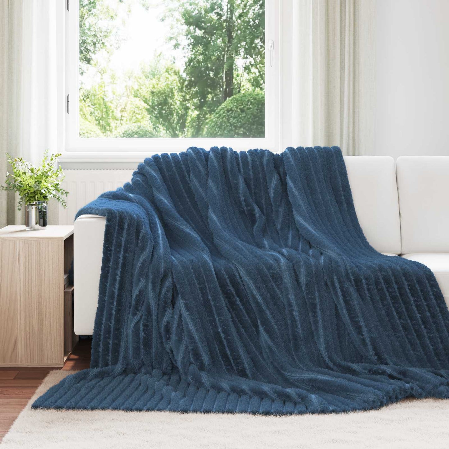 vidaXL Ριχτάρια 6 τμχ. Σκούρο μπλε 240 x 220 cm 8.76 kg Μαλλί