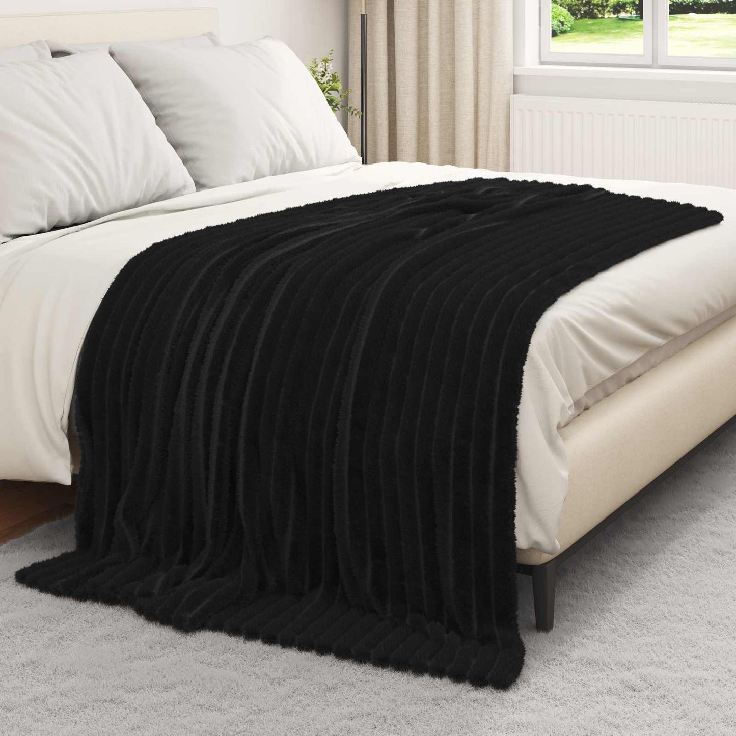vidaXL Ριχτάρια 6 τμχ. Μαύρο 200 x 150 cm 4.75 kg Μαλλί