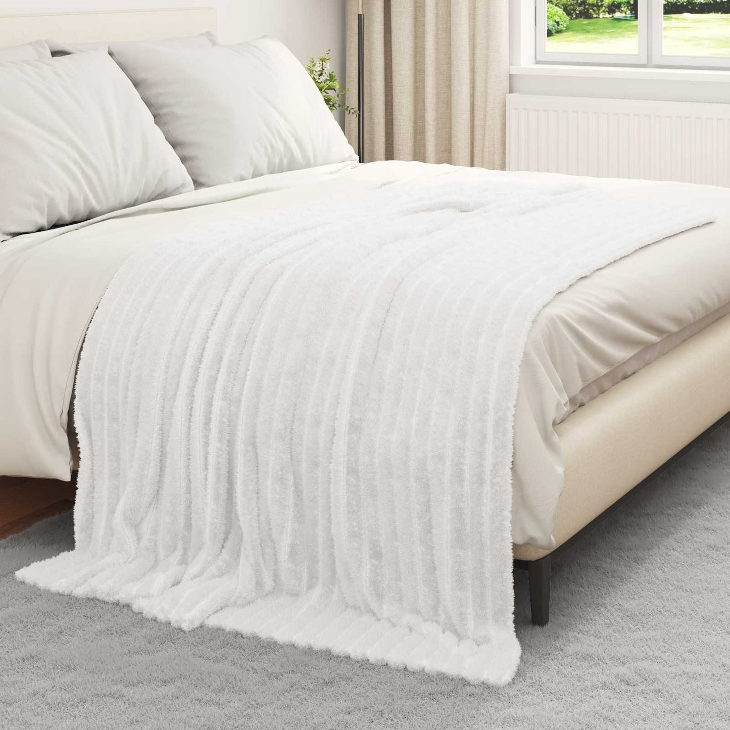 vidaXL Ριχτάρια 6 τμχ. Λευκό 200 x 150 cm 4.75 kg Μαλλί