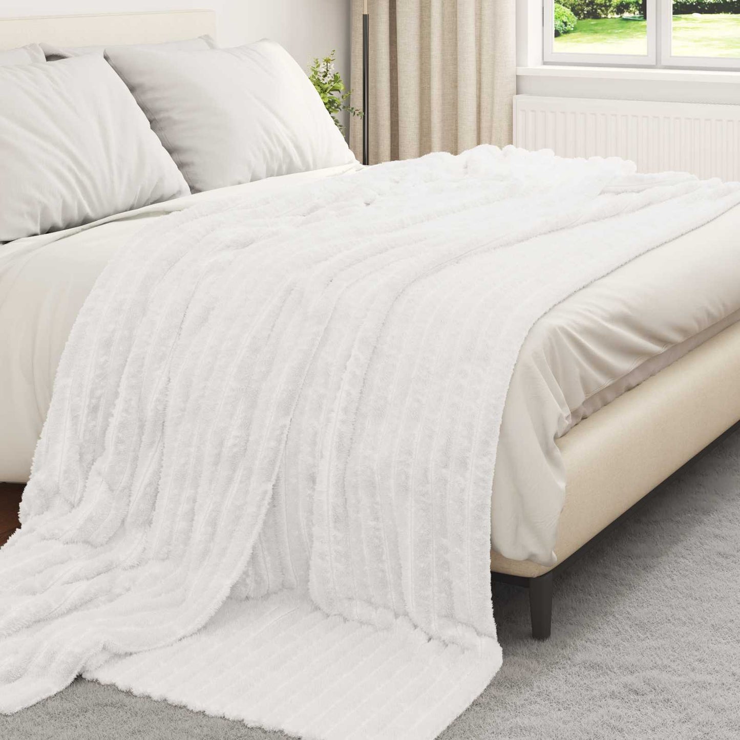 vidaXL Ριχτάρια 6 τμχ. Λευκό 240 x 220 cm 8.76 kg Μαλλί