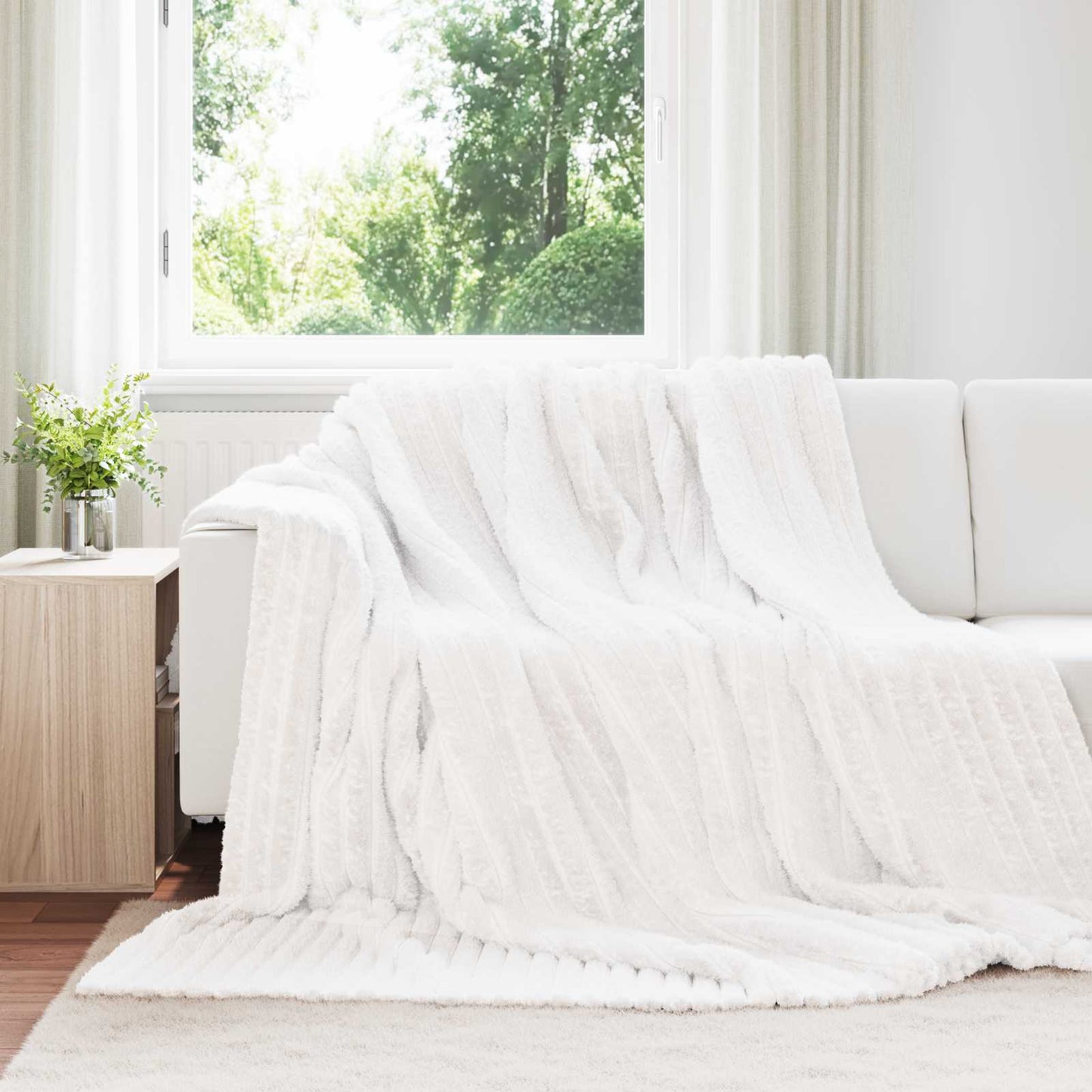 vidaXL Ριχτάρια 6 τμχ. Λευκό 270 x 240 cm 9.08 kg Μαλλί