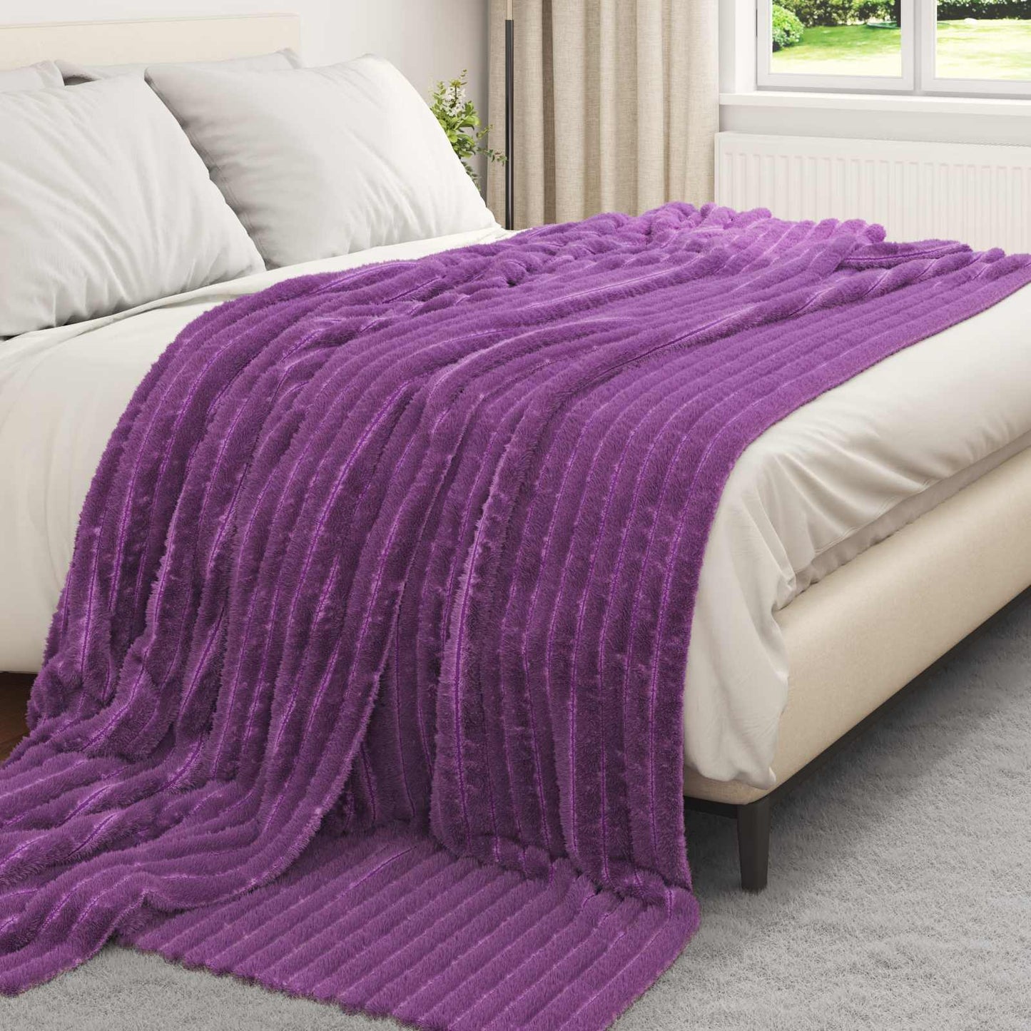 vidaXL Ριχτάρια 6 τμχ. Μοβ 270 x 240 cm 9.15 Μαλλί