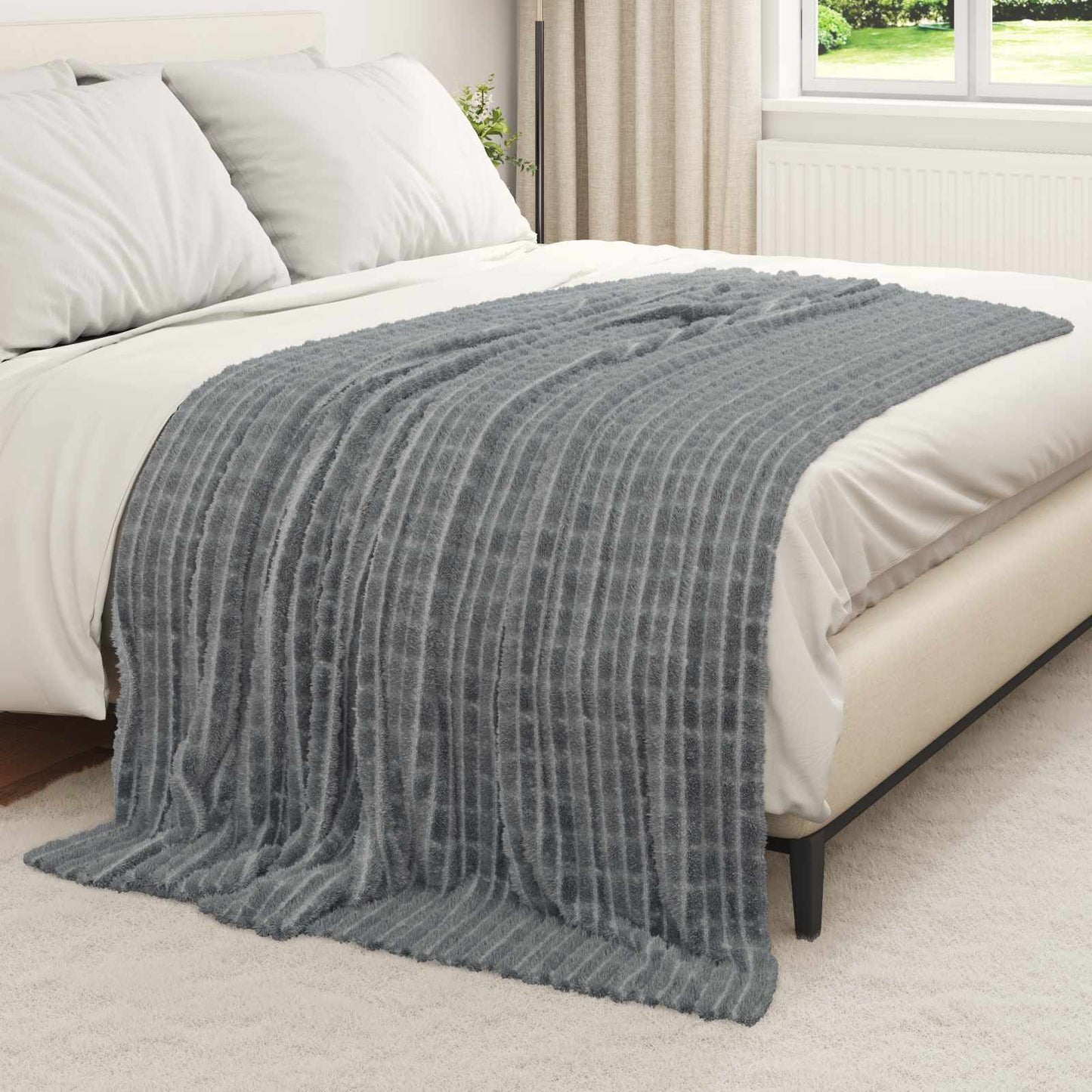 vidaXL Κουβέρτα Σκούρο Γκρι 200 x 150 cm Μαλλί