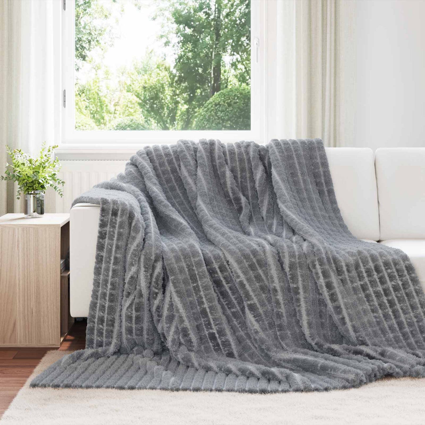 vidaXL Κουβέρτα Σκούρο Γκρι 240 x 220 cm Μαλλί