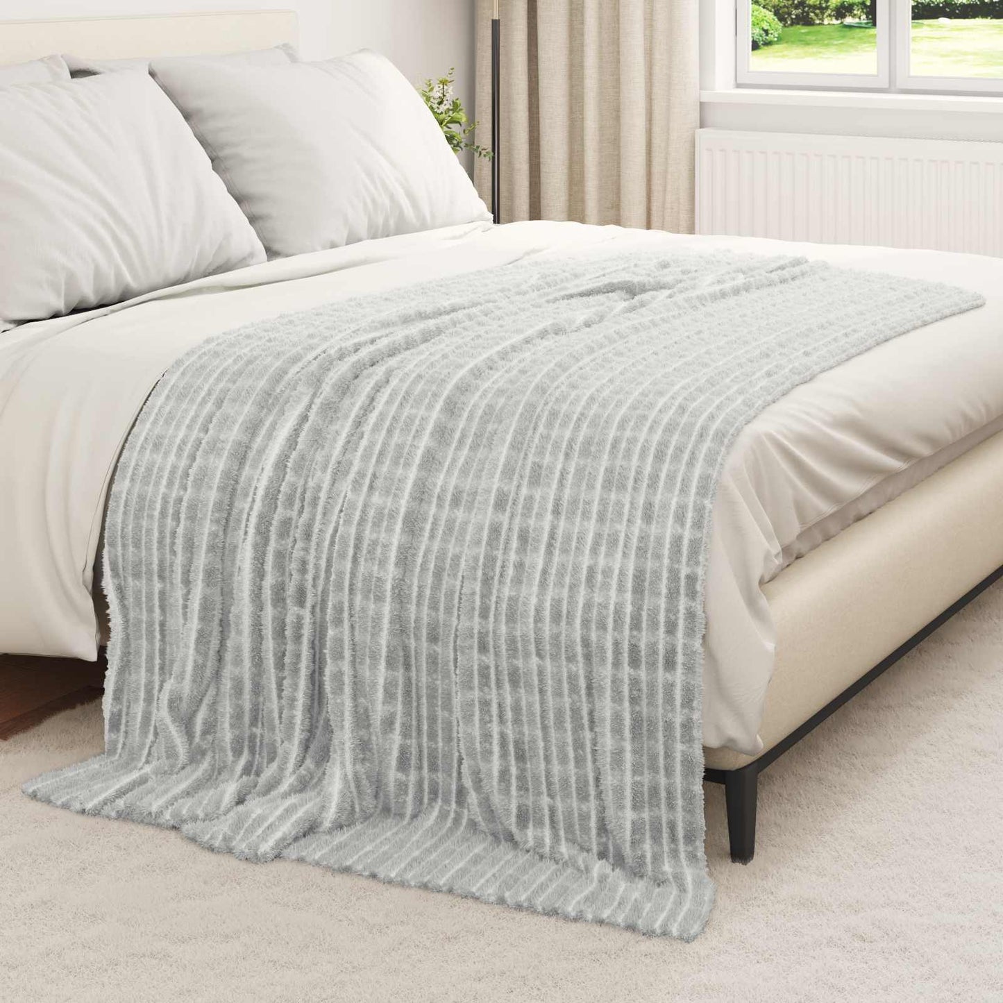 vidaXL Κουβέρτα Γκρι 200 x 150 cm Μαλλί