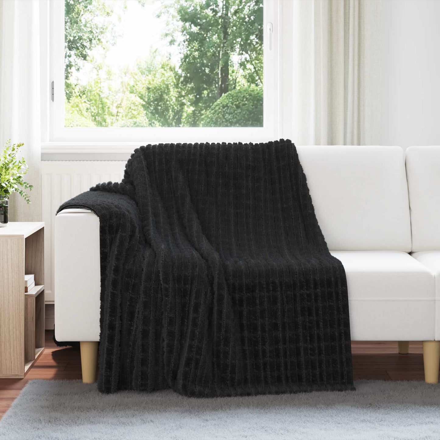 vidaXL Κουβέρτα Μαύρο 200 x 150 cm Μαλλί