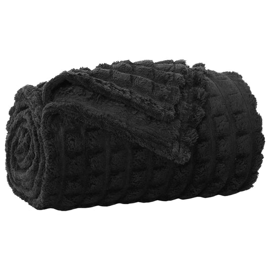 vidaXL Κουβέρτα Μαύρο 240 x 220 cm Μαλλί
