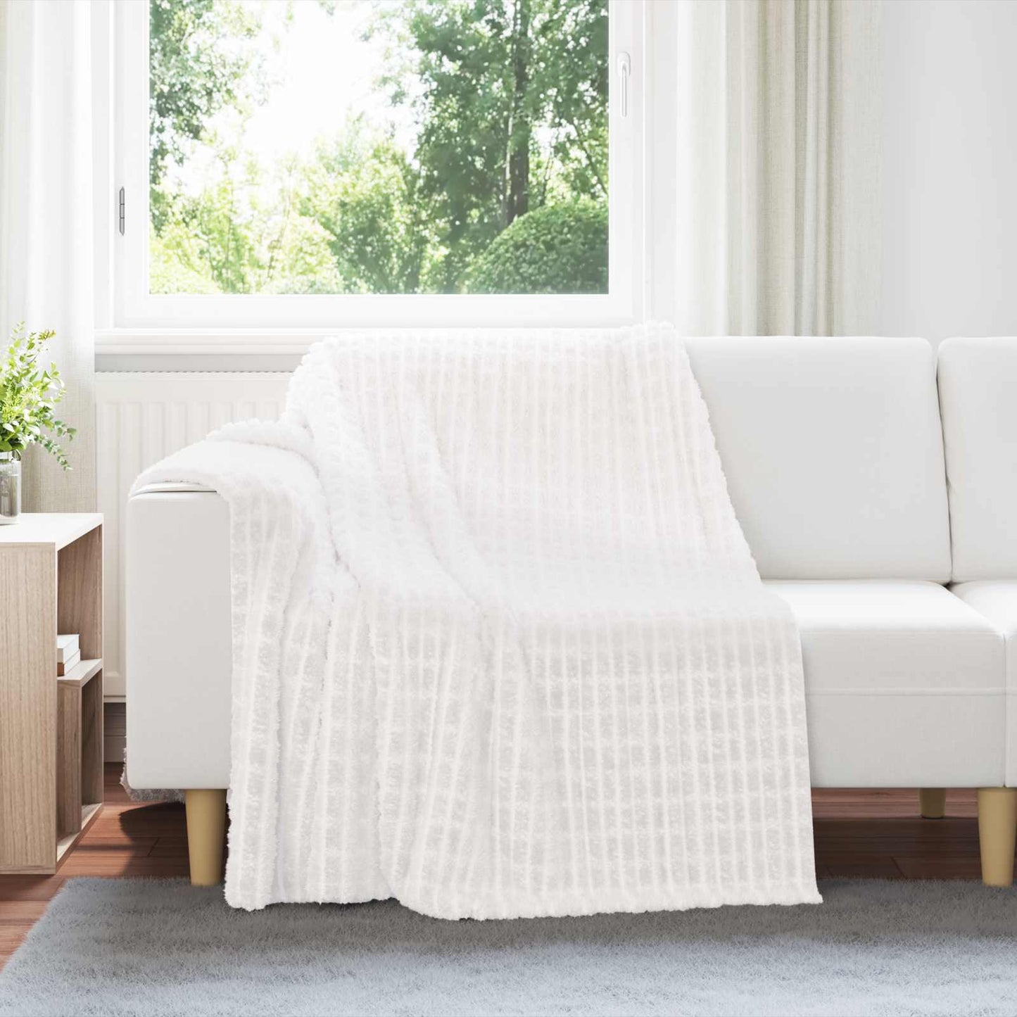 vidaXL Κουβέρτα Λευκό 200 x 150 cm Μαλλί