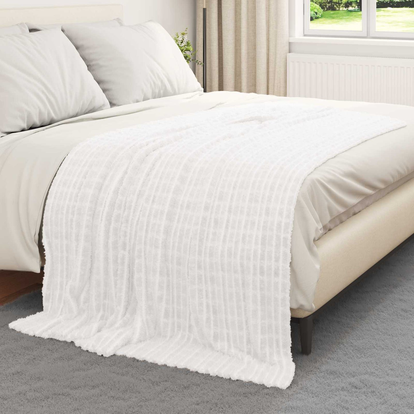 vidaXL Κουβέρτα Λευκό 200 x 150 cm Μαλλί
