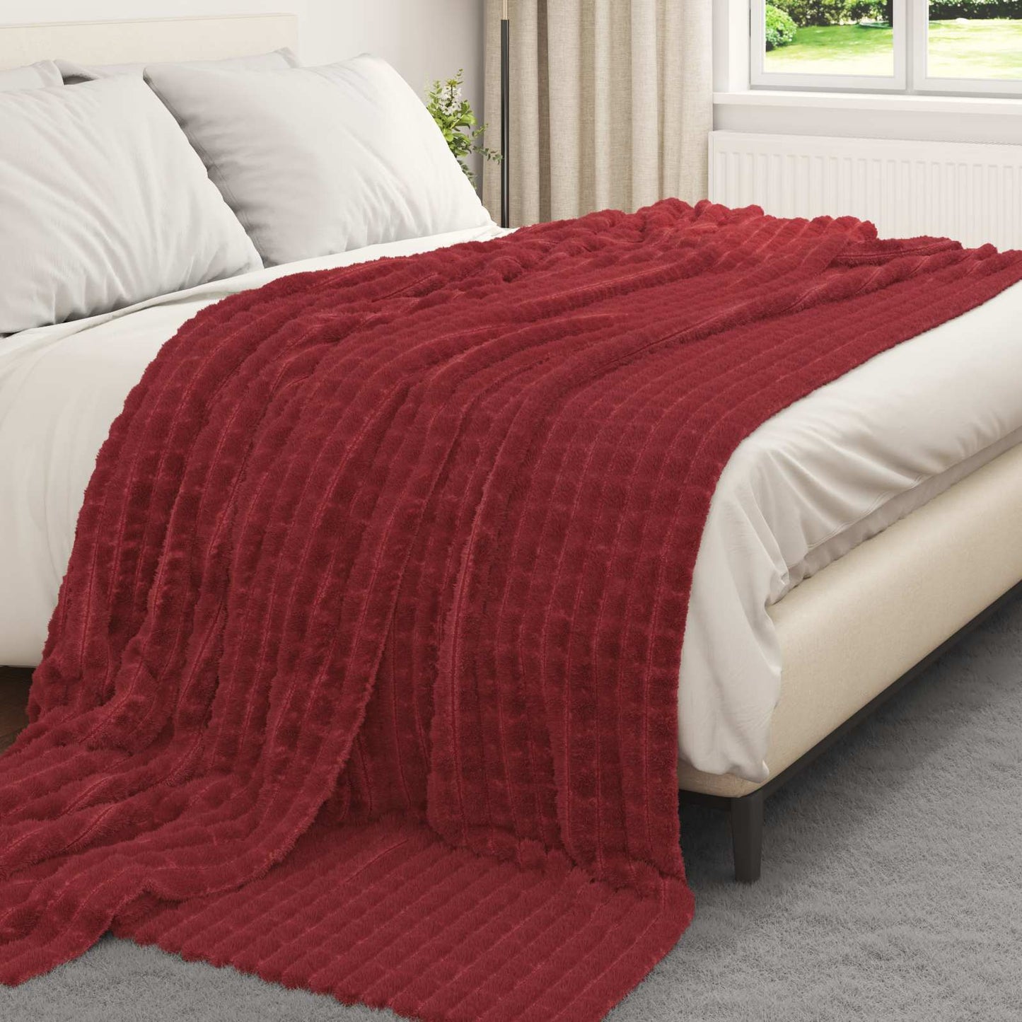 vidaXL Κουβέρτα Βεραμάν Κόκκινο 240 x 220 cm 1.37 kg Μαλλί