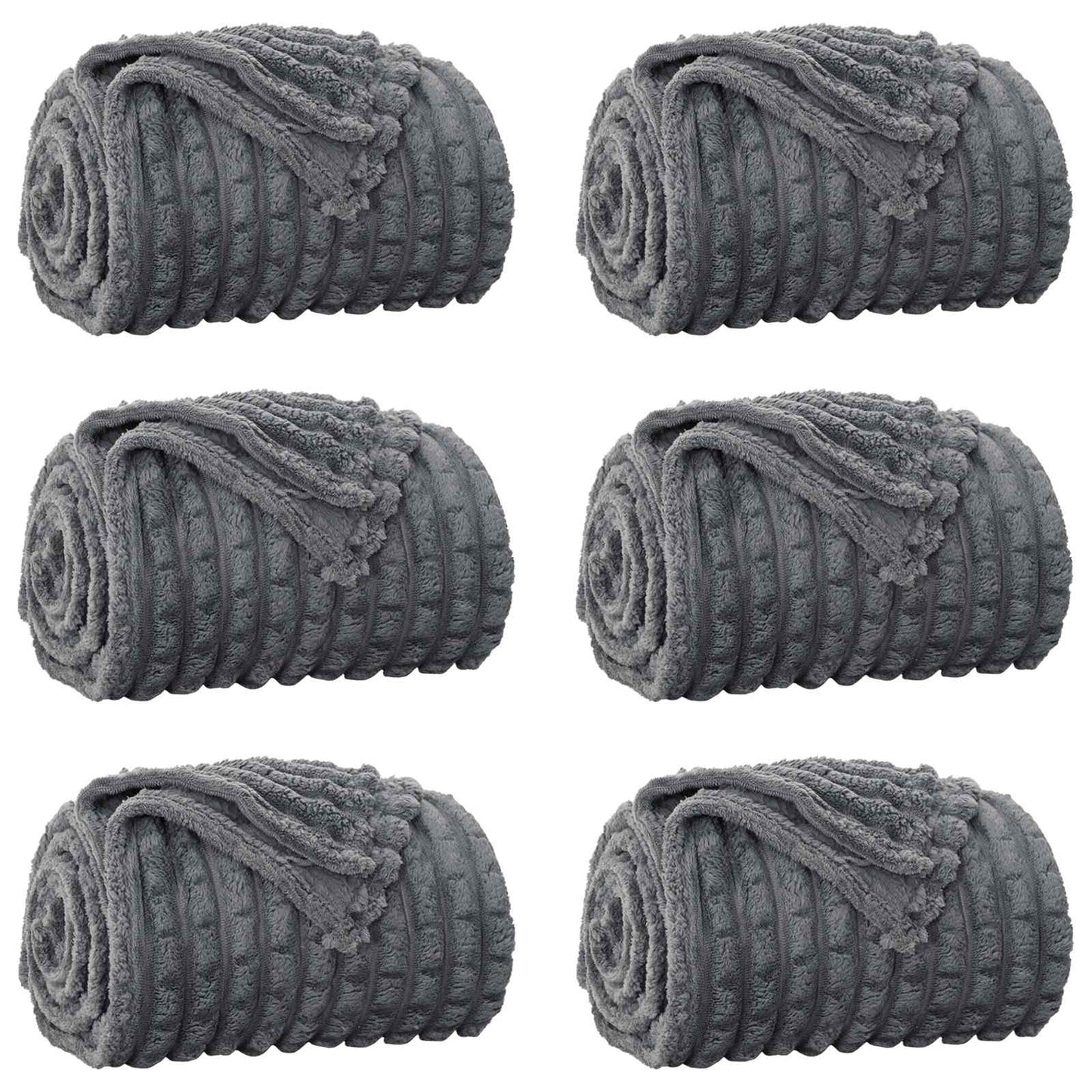 vidaXL Ριχτάρια 6 τμχ. Σκούρο Γκρι 150 x 130 εκ 2.75 Μαλλί