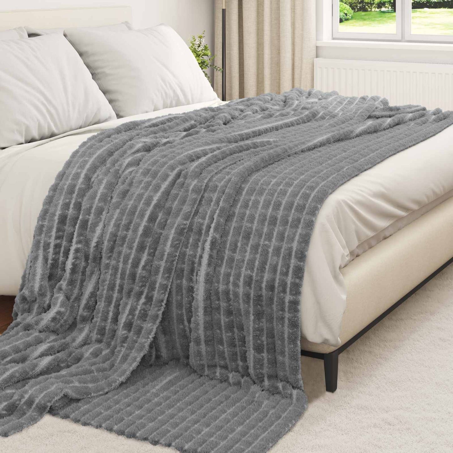 vidaXL Ριχτάρια 6 τμχ. Σκούρο Γκρι 240 x 220 cm 9.17 Μαλλί