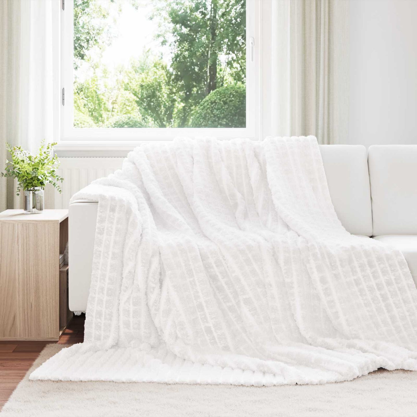 vidaXL Ριχτάρια 6 τμχ. Λευκό 270 x 240 cm 8.9 Μαλλί