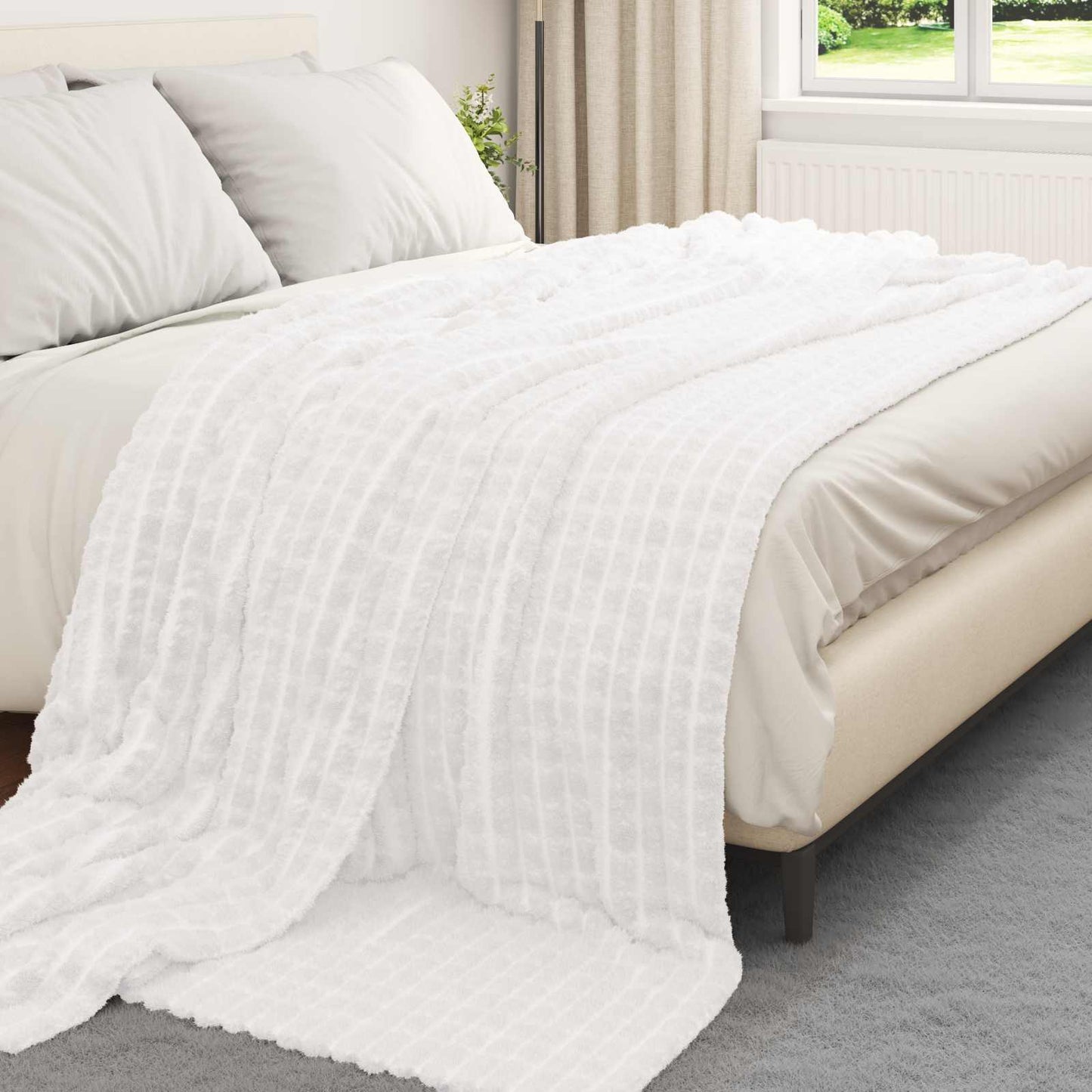 vidaXL Ριχτάρια 6 τμχ. Λευκό 270 x 240 cm 8.9 Μαλλί