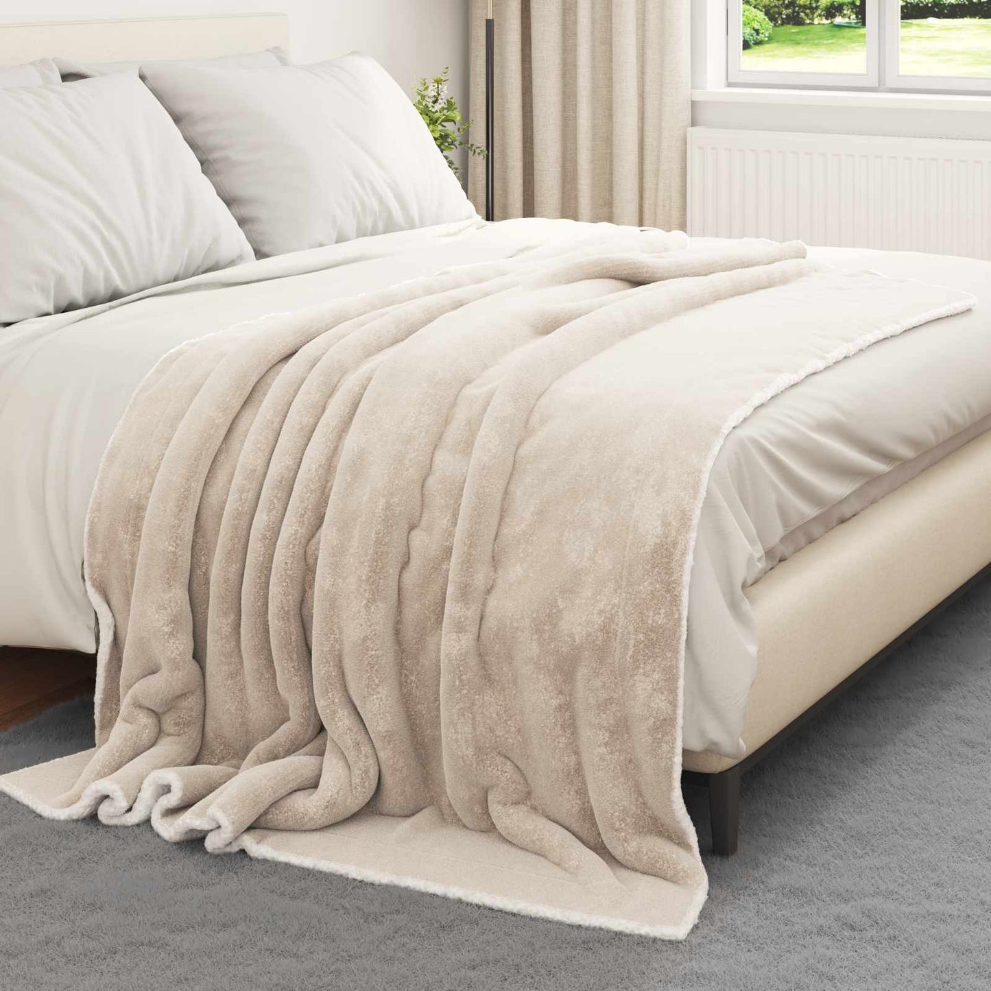 vidaXL Ριχτάρι Μπεζ 150 x 200 cm 1,64 kg Μαλλί