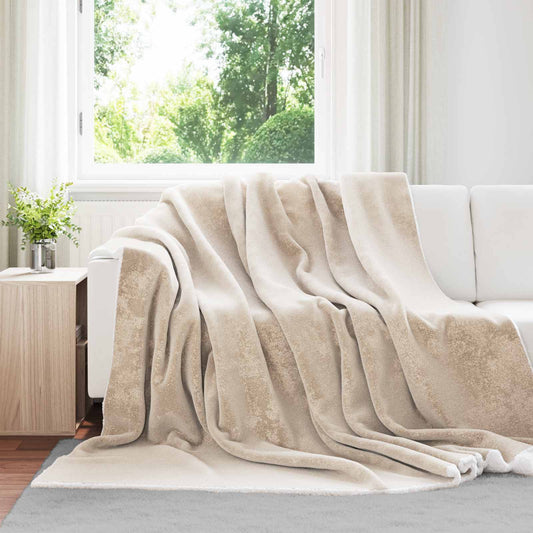 vidaXL Κουβέρτα Μπεζ 220 x 240 cm Μαλλί