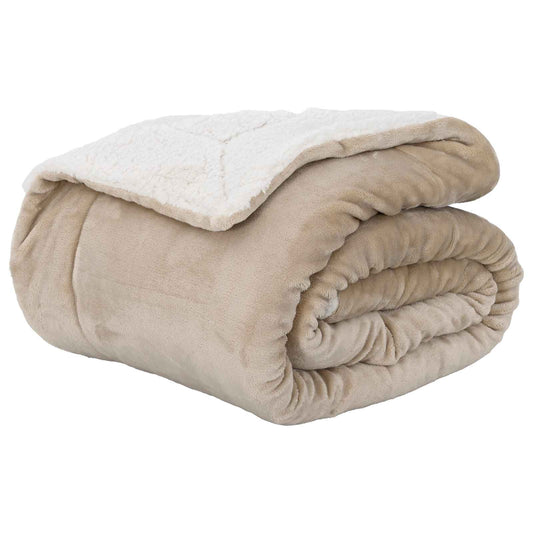 vidaXL Κουβέρτα Μπεζ 220 x 240 cm Μαλλί