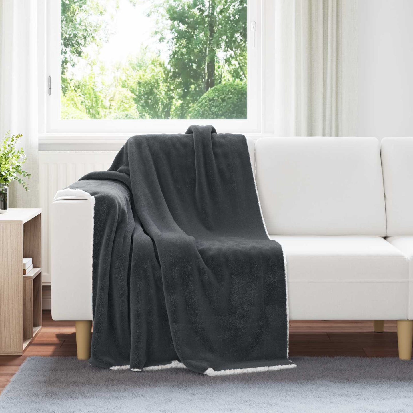 vidaXL Κουβέρτα Σκούρο Γκρι 130 x 150 cm Μαλλί