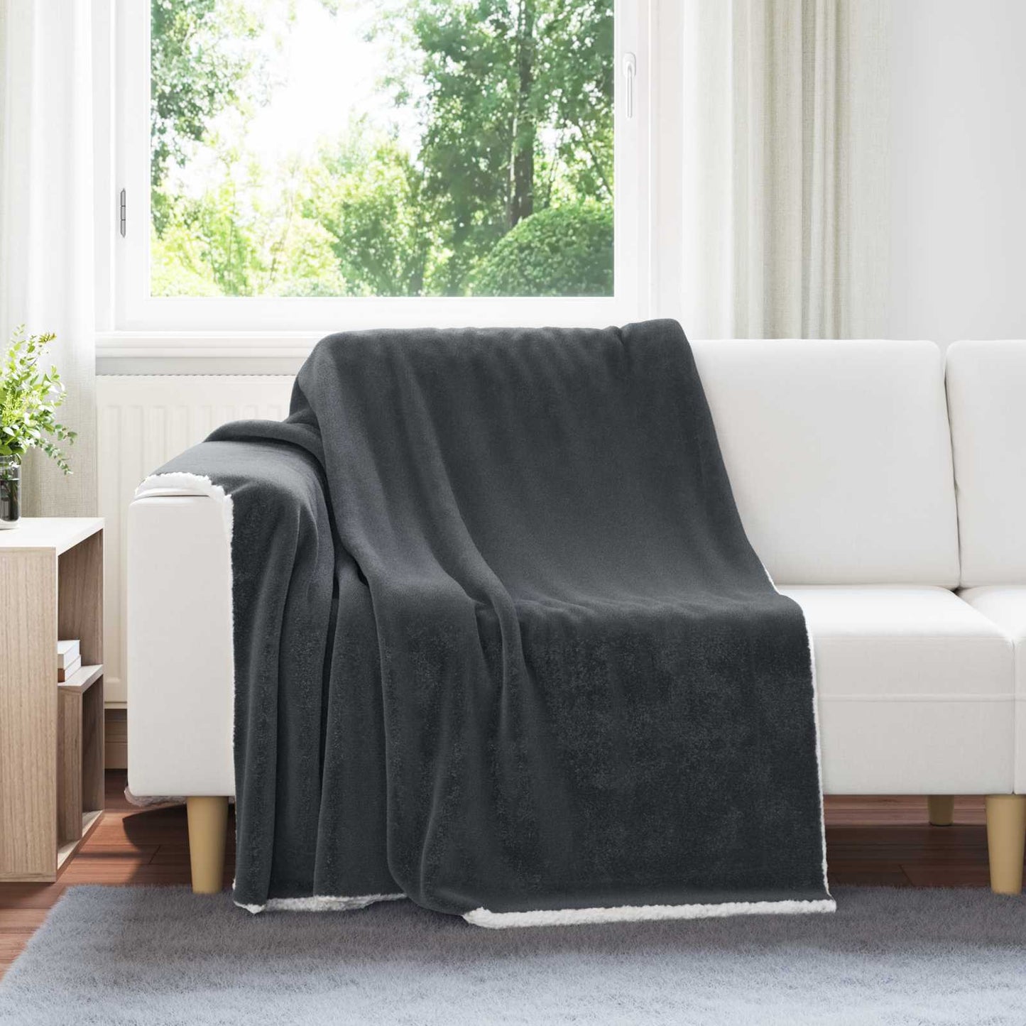 vidaXL Κουβέρτα Σκούρο Γκρι 150 x 200 cm Μαλλί