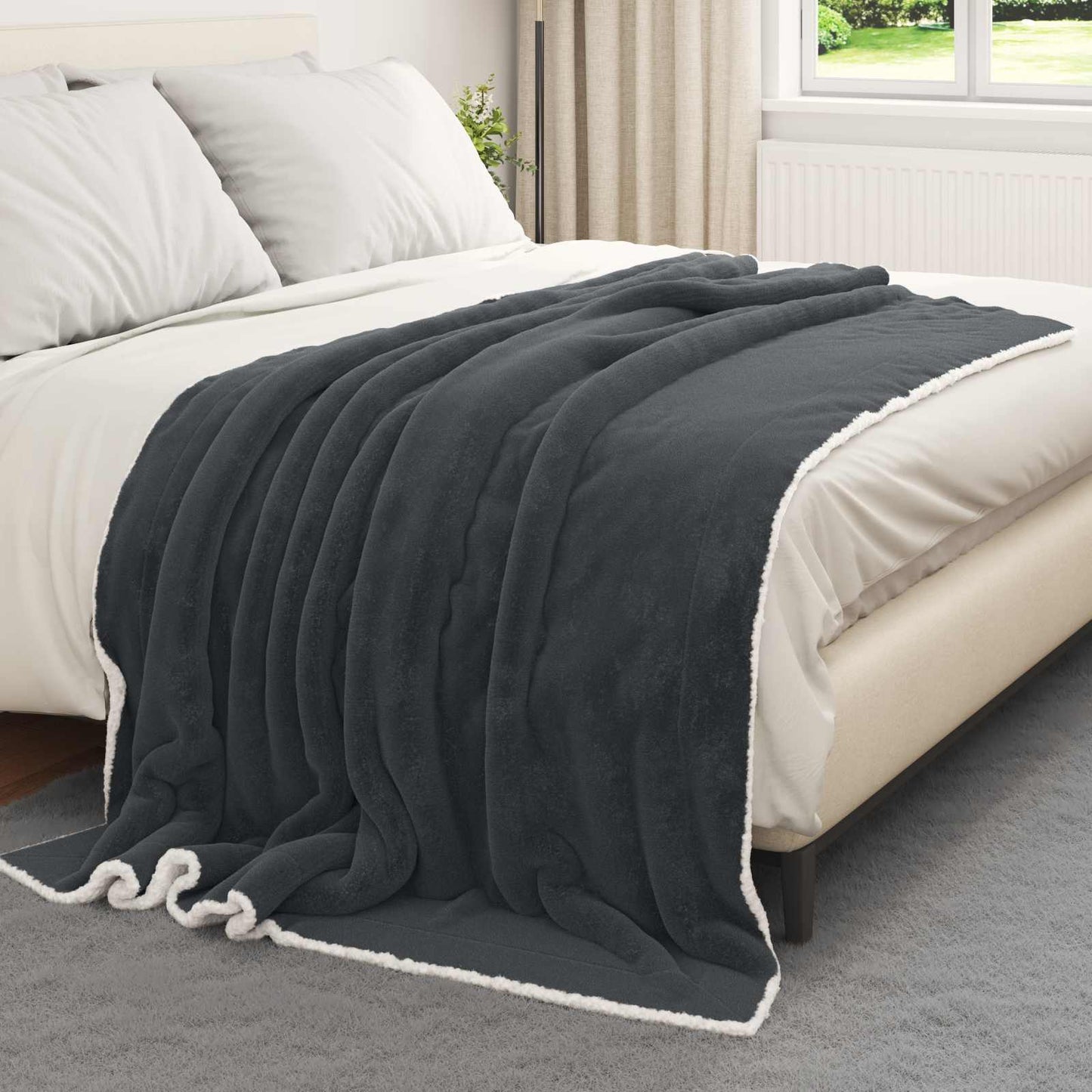 vidaXL Κουβέρτα Σκούρο Γκρι 150 x 200 cm Μαλλί