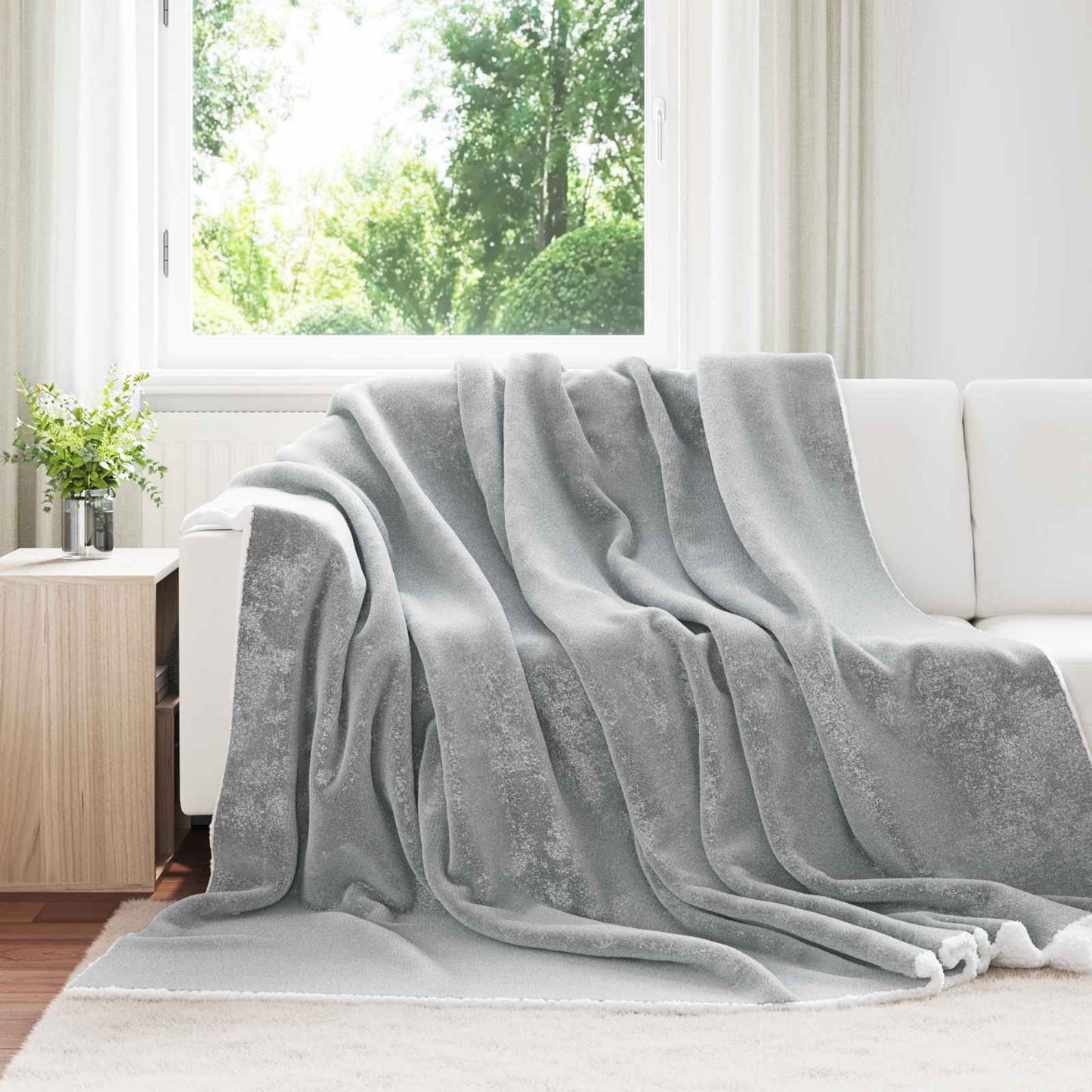 vidaXL Κουβέρτα Γκρι 220 x 240 cm Μαλλί