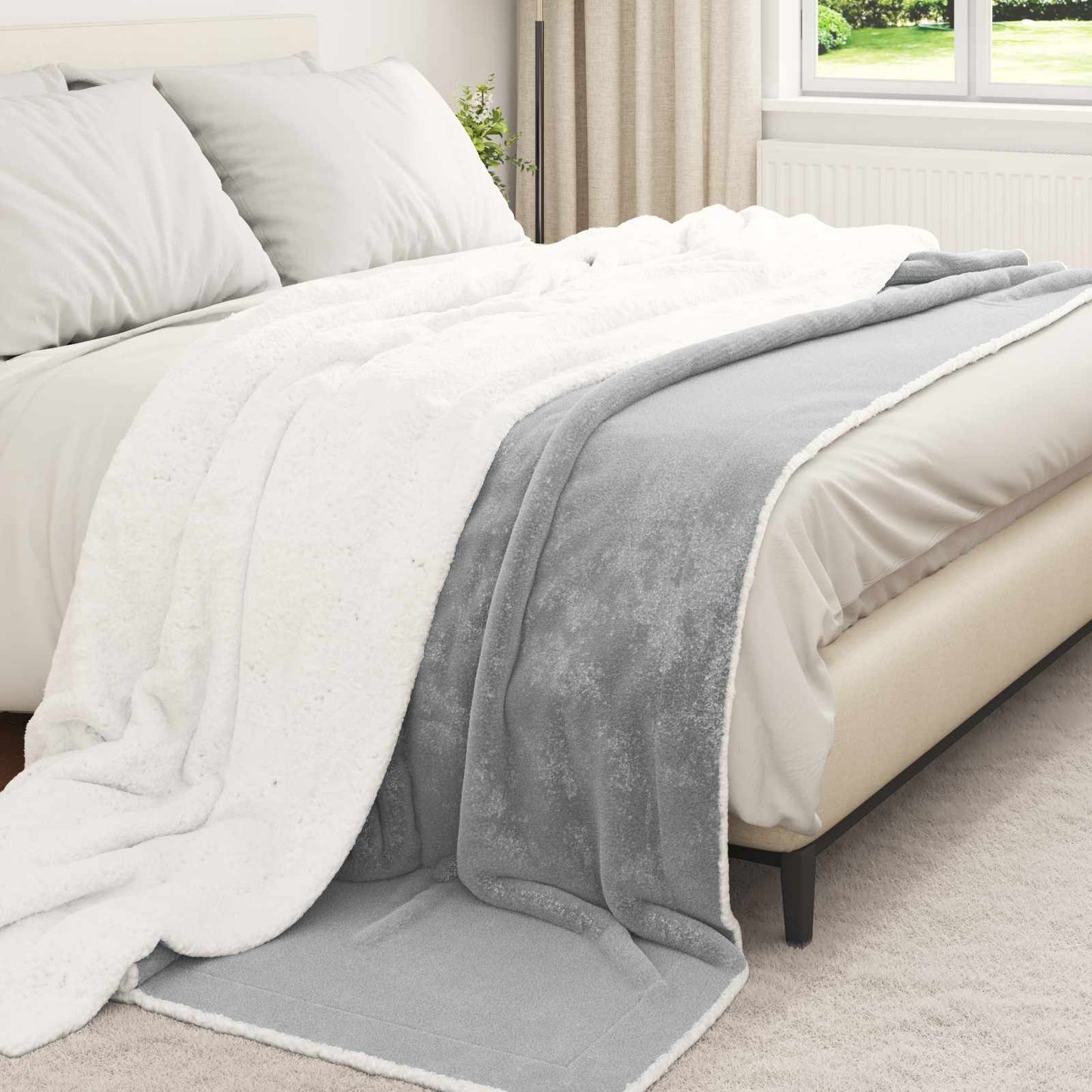 vidaXL Κουβέρτα Γκρι 220 x 240 cm Μαλλί
