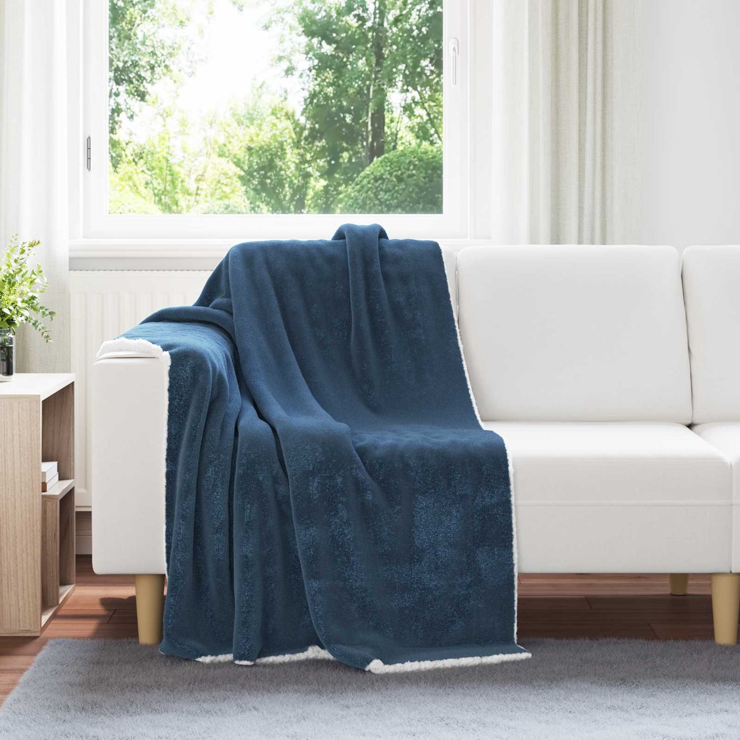 vidaXL Κουβέρτα Σκούρο μπλε 130 x 150 cm Μαλλί