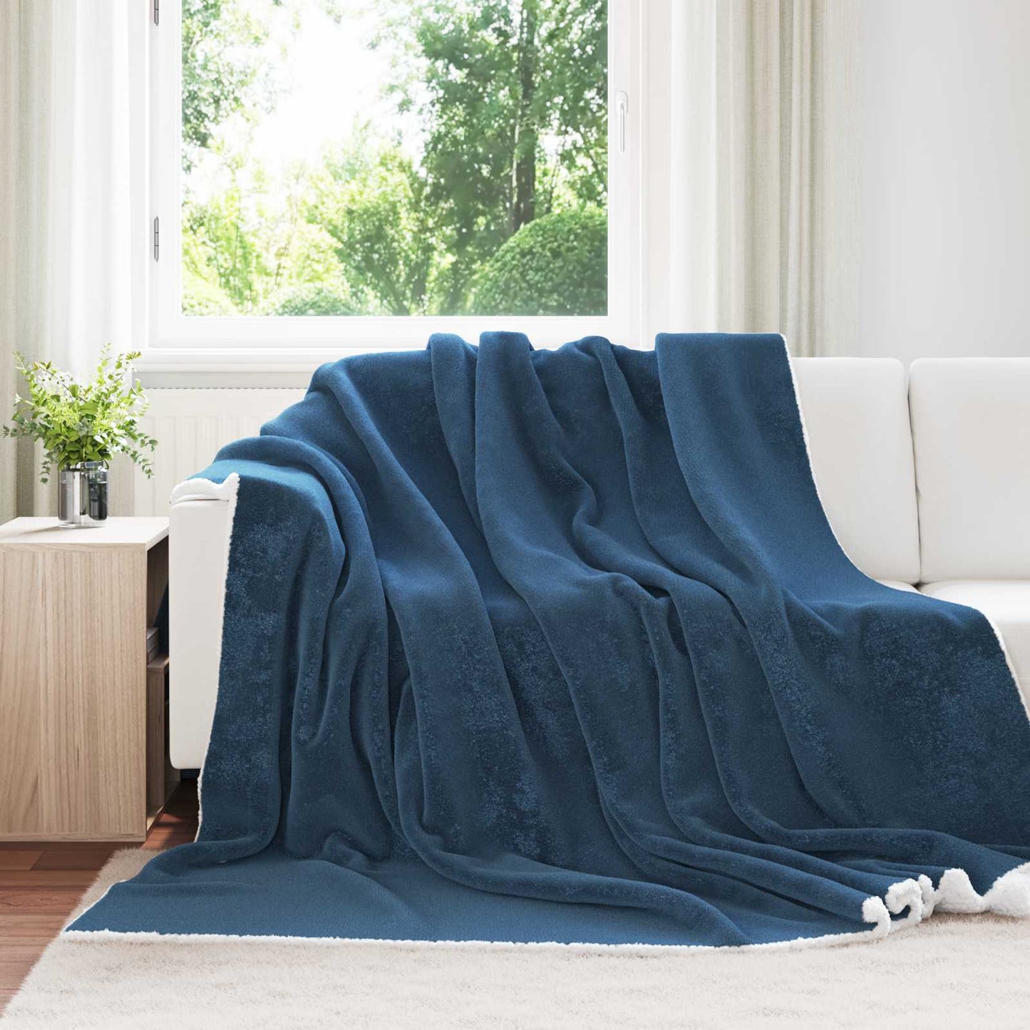 vidaXL Κουβέρτα Σκούρο μπλε 240 x 270 εκ. Μαλλί