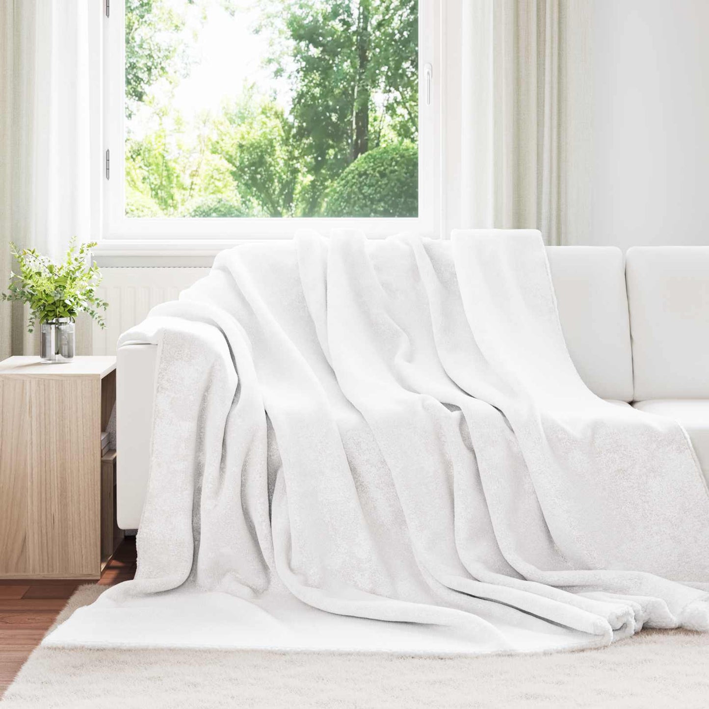 vidaXL Κουβέρτα Λευκό 220 x 240 cm Μαλλί