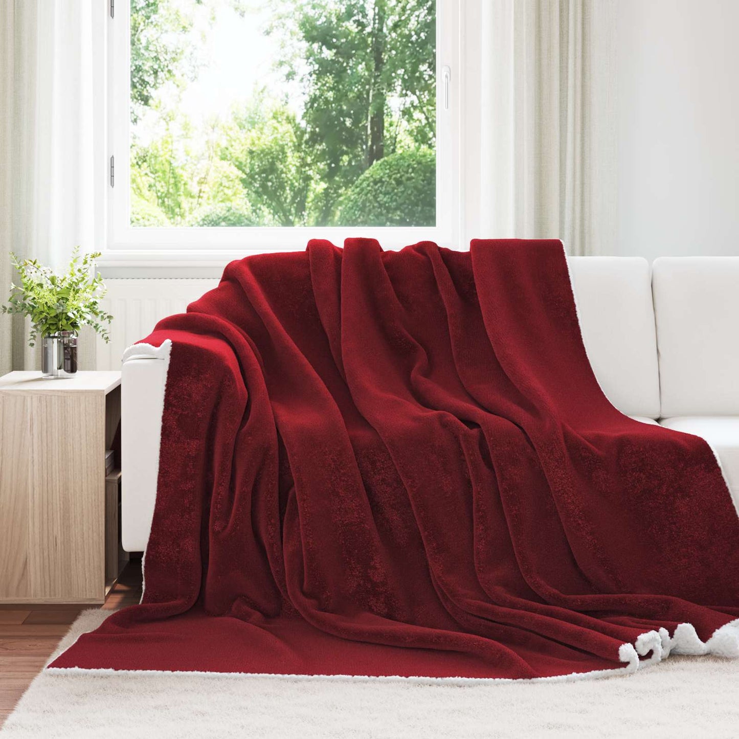 vidaXL Κουβέρτα Βεραμάν Κόκκινο 240 x 270 εκ. Μαλλί