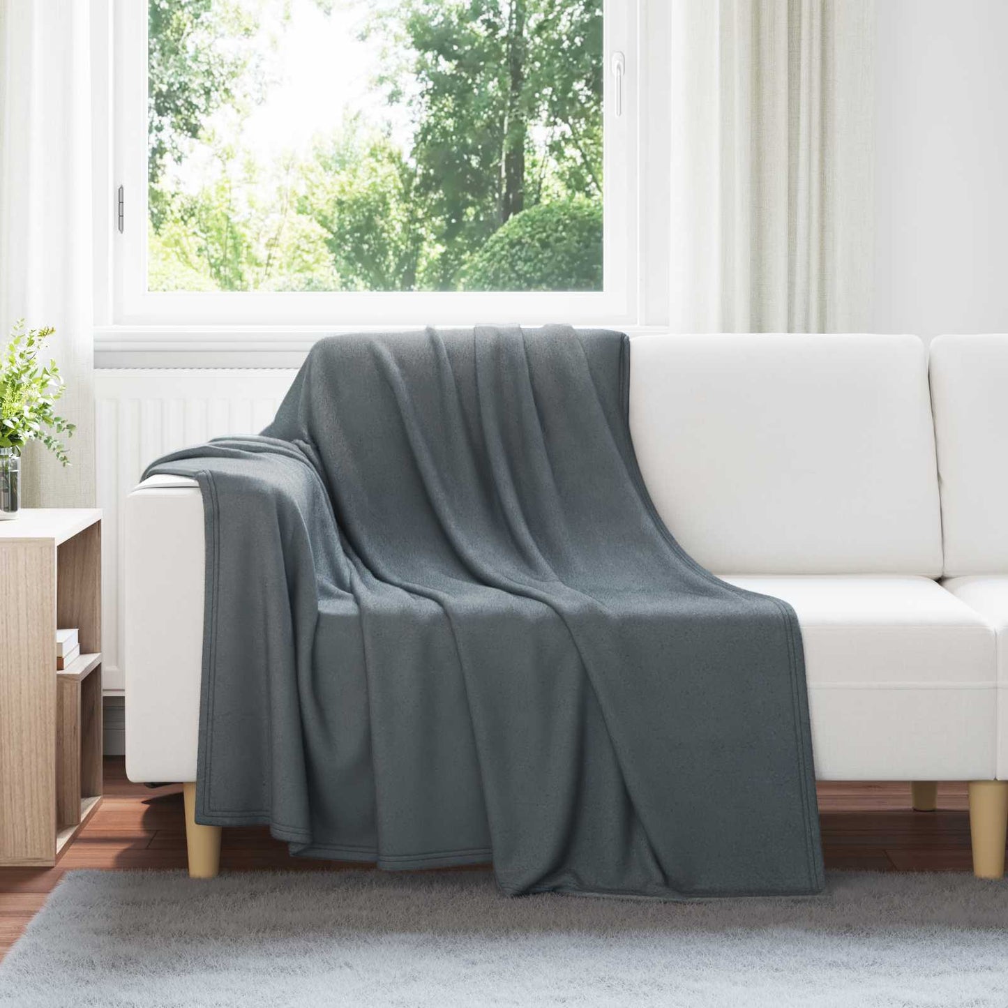 vidaXL Ριχτάρι Σκούρο Γκρι 200 x 150 cm 0.45 kg Μαλλί