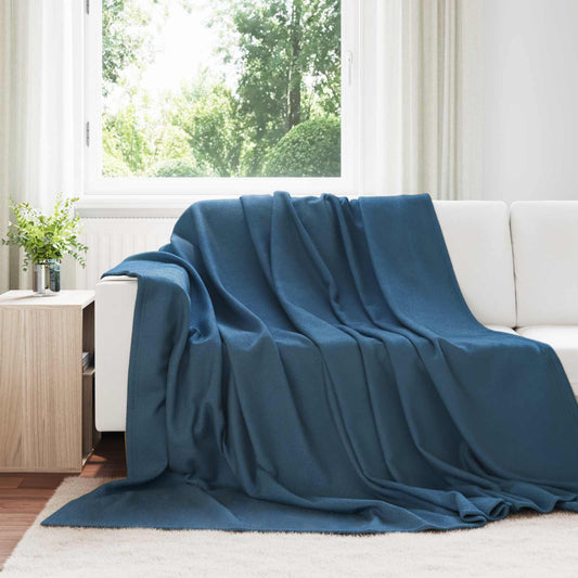 vidaXL Κουβέρτα Σκούρο μπλε 240 x 220 cm Μαλλί