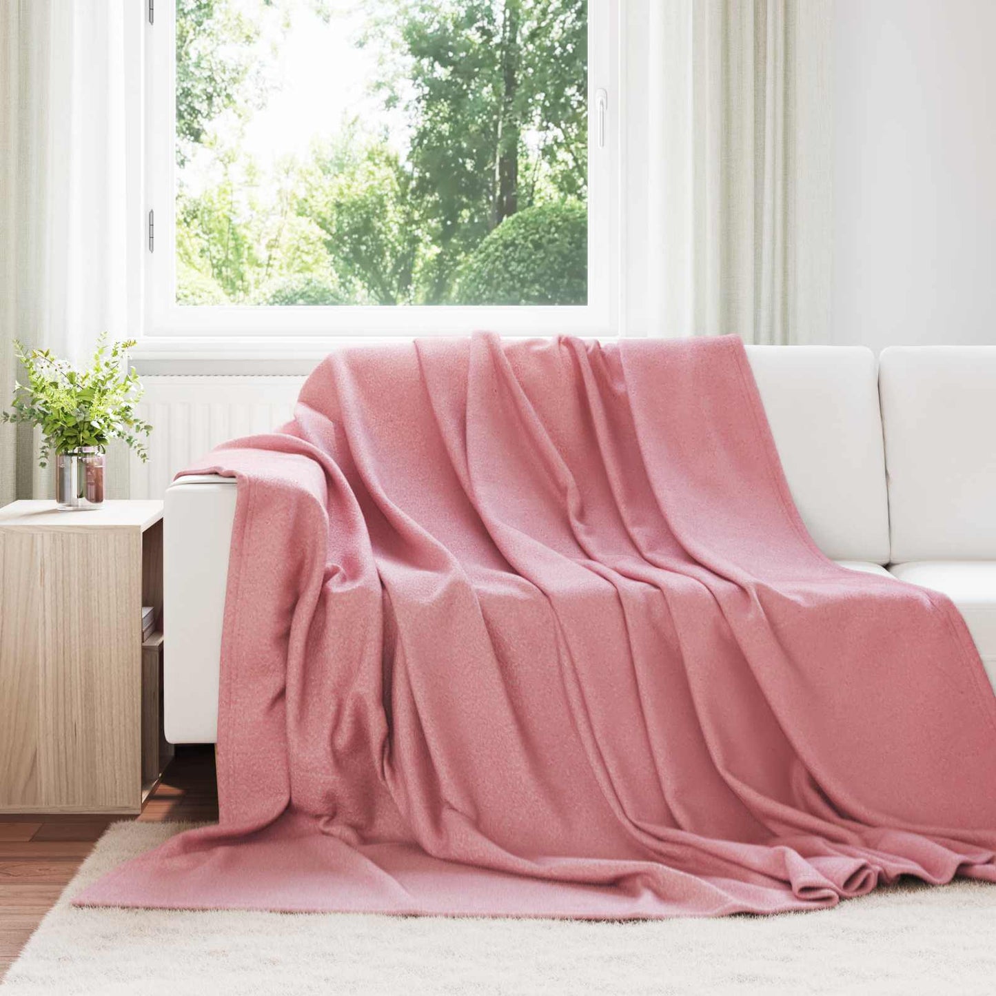 vidaXL Κουβέρτα Ροζ 240 x 220 cm Μαλλί