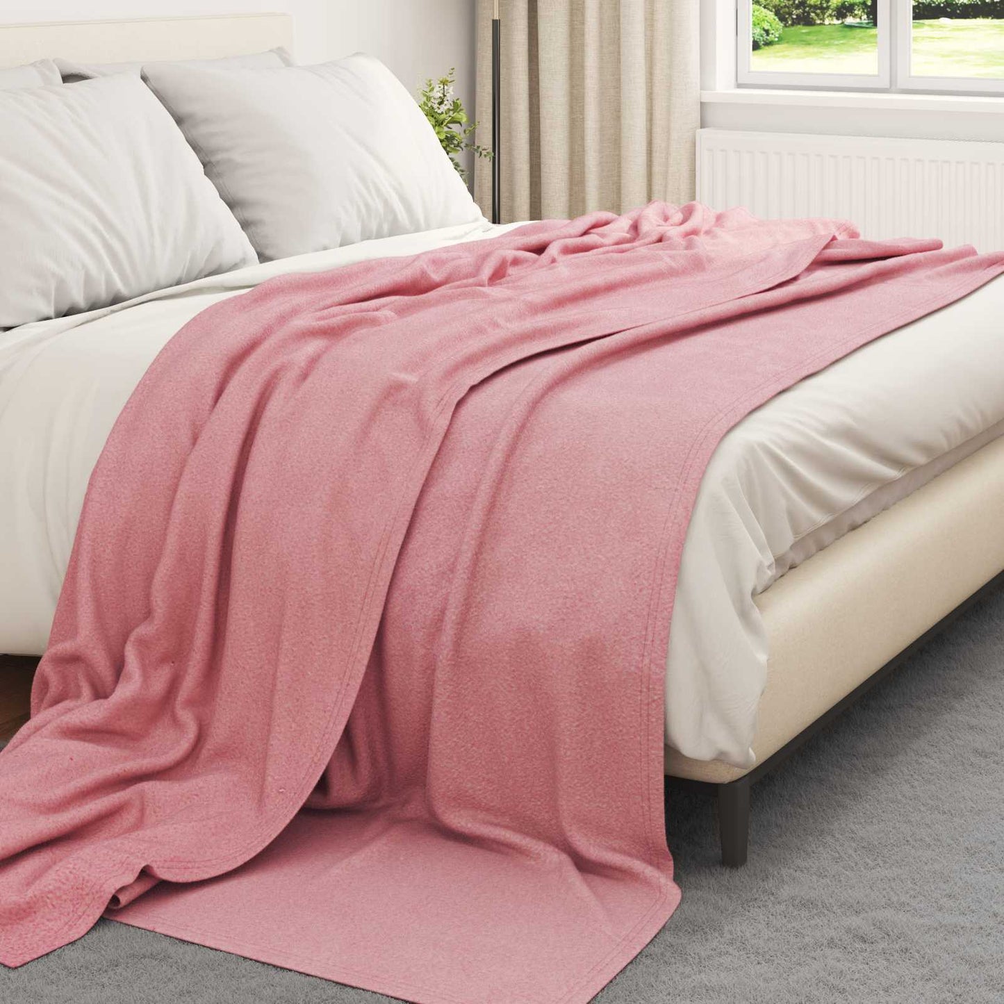 vidaXL Κουβέρτα Ροζ 240 x 220 cm Μαλλί